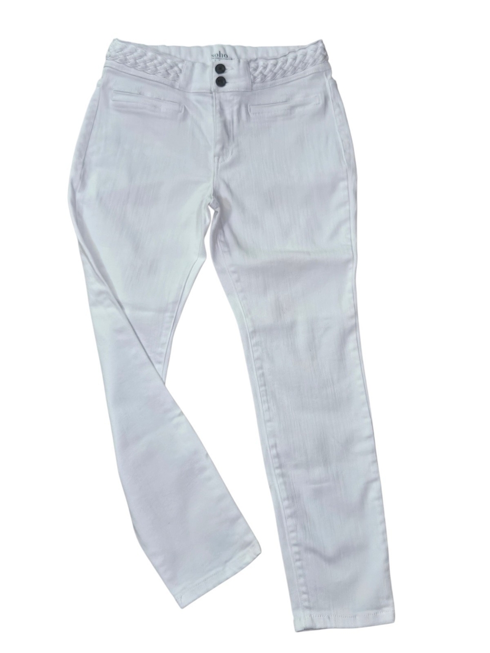 NY&Co White Braided-Waist Skinny Pants